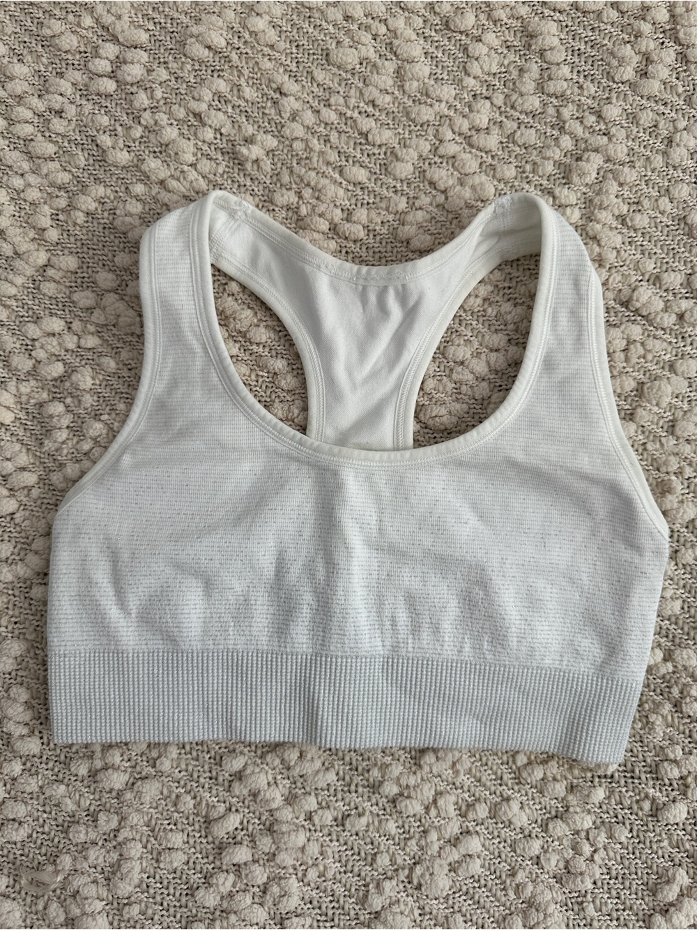 All In Motion White Racerback Sports Bra with Metallic Sparkle Shimmer Size S